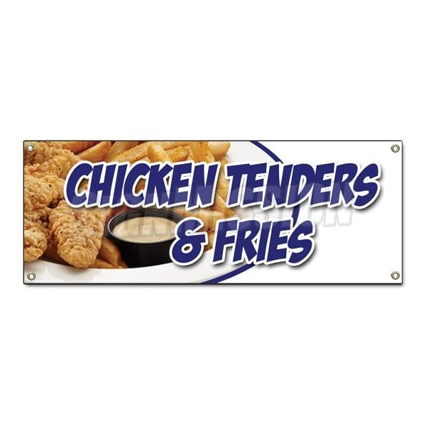 Signmission CHICKEN TENDERS & FRIES BANNER SIGN fried hot fresh crispy special food B-Chicken Tenders & Fries - main